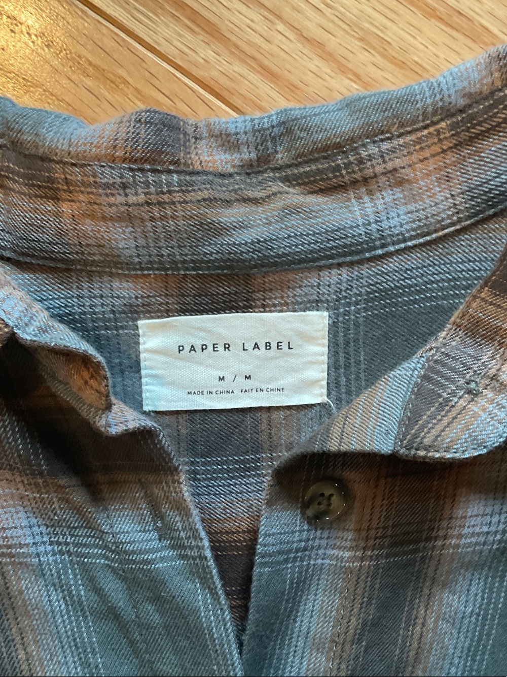 Anthropologie Paper Label Plaid Button-Up Shirt Teal Brown NWOT medium hi Lo - Picture 3 of 14